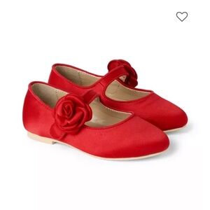 Elegant Red kids Shoes with Floral Accent